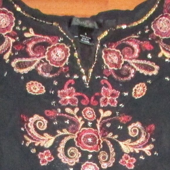 Style & Co Black Crinkle Embroridered Swimsuit Coverup - S - NEW - Picture 5 of 6